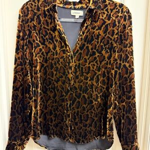 L'AGENCE Brown and Black Animal Print Blouse